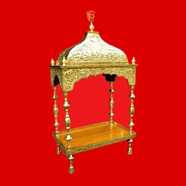 Brass Palki Sahib Super Deluxe With Tall Roof- Mini Size - For Guru Granth Sahib Ji