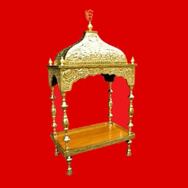 Brass Palki Sahib Super Deluxe With Tall Roof - Small Size - For Guru Granth Sahib Ji