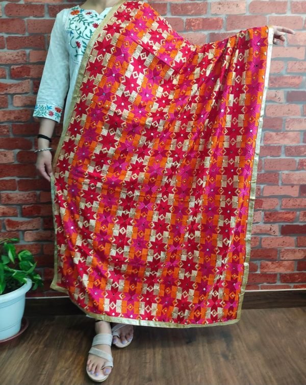 Sequin Mirror Phulkari Dupatta Star
