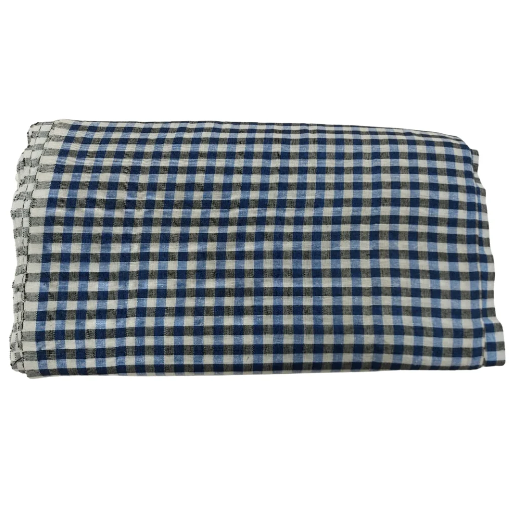 Aegean Blue Check Punjabi Parna - Cotton Dabbi Parna