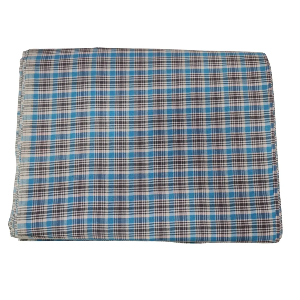 Baby Blue Check Punjabi Parna - Cotton Dabbi Parna