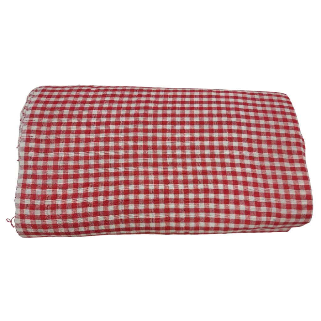 Blush Red Check Punjabi Parna - Cotton Dabbi Parna