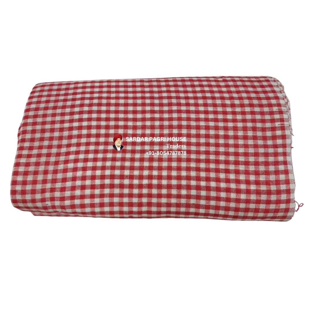 Blush Red Check Punjabi Parna