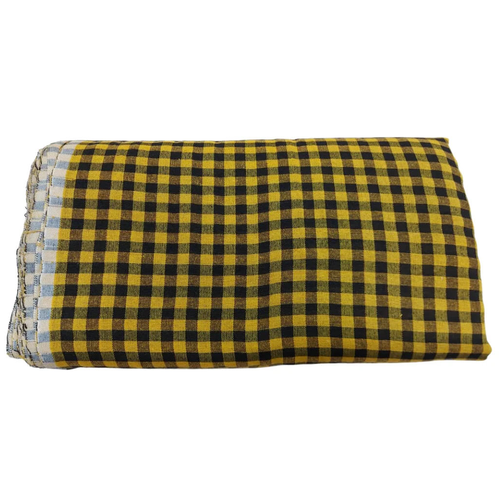 Canary Yellow Check Punjabi Parna - Cotton Dabbi Parna