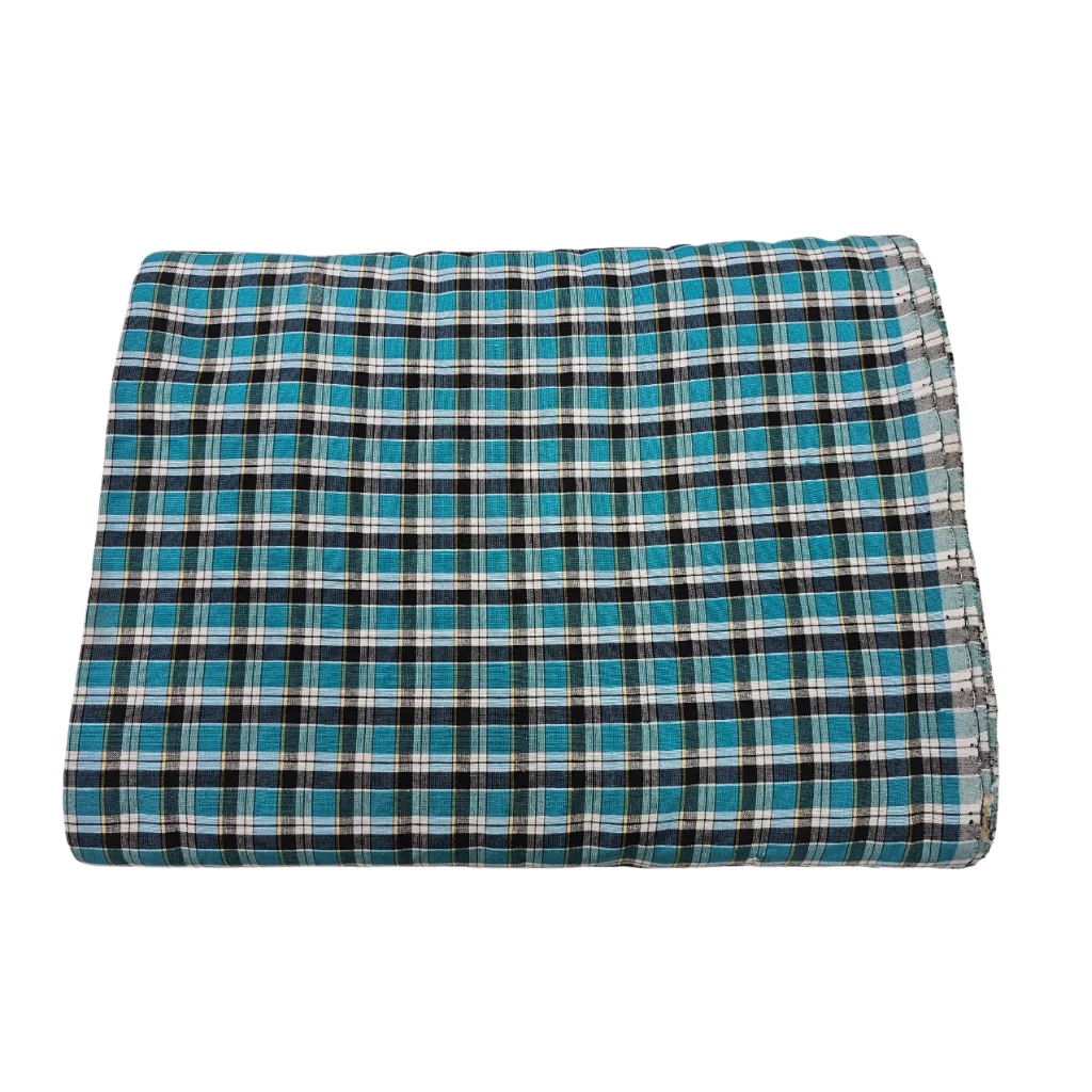 Cerulean Blue Check Punjabi Parna - Cotton Dabbi Parna