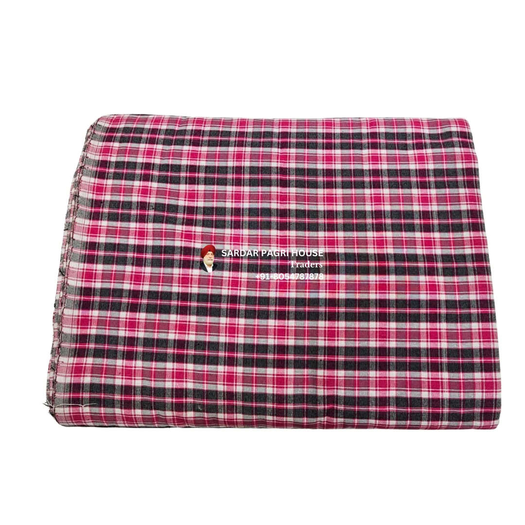 Cherry Pink Check Punjabi Parna