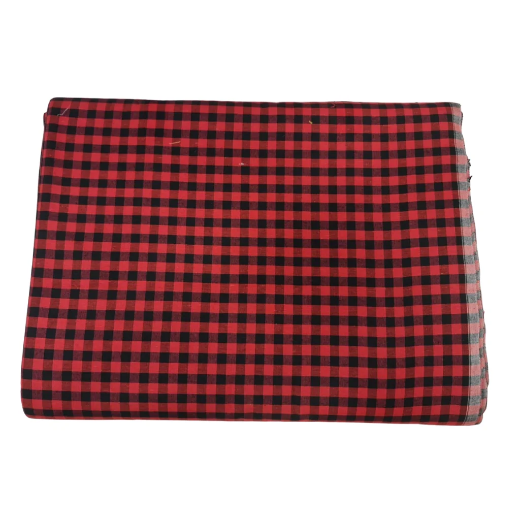 Crimson Red Check Punjabi Parna - Cotton Dabbi Parna