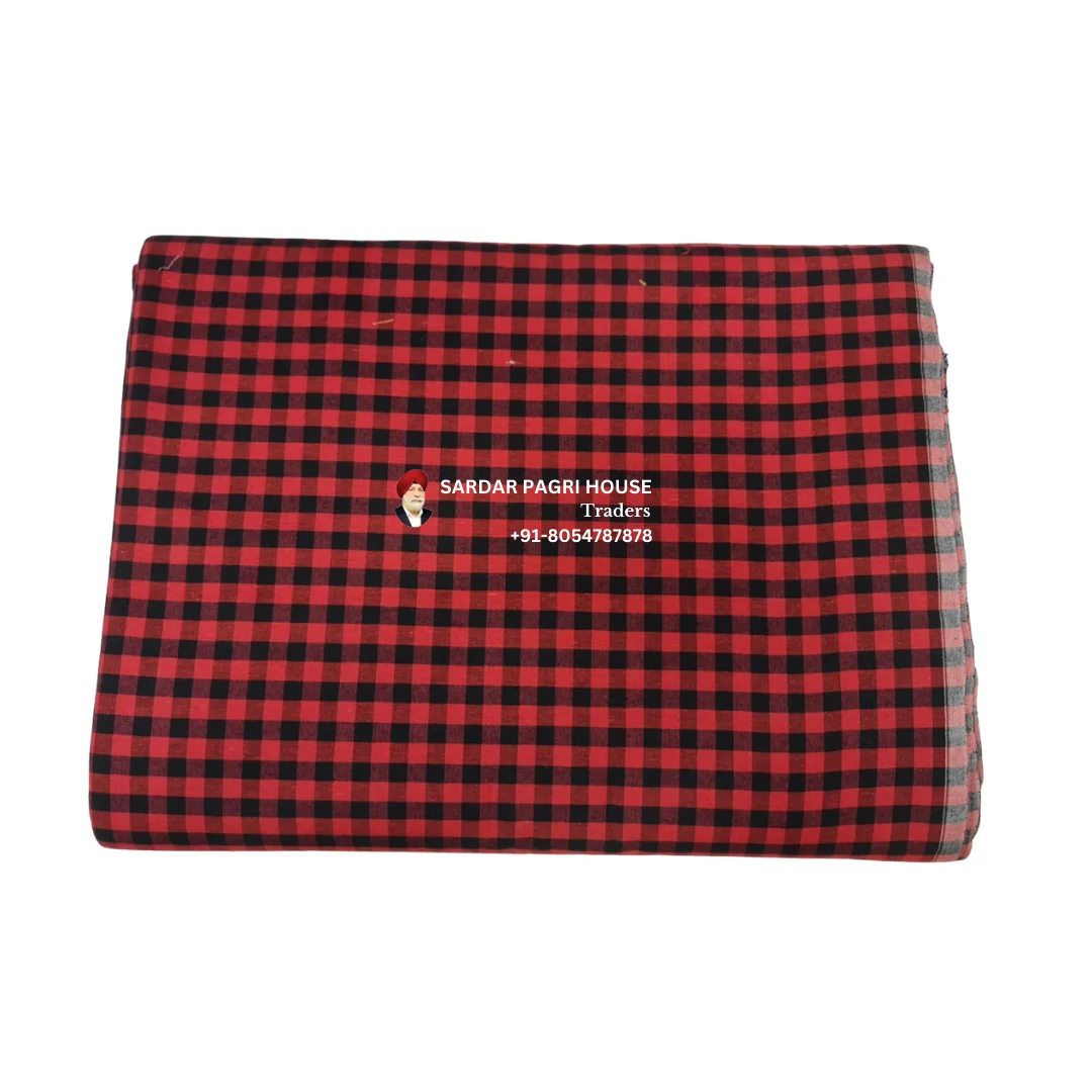 Crimson Red Check Punjabi Parna