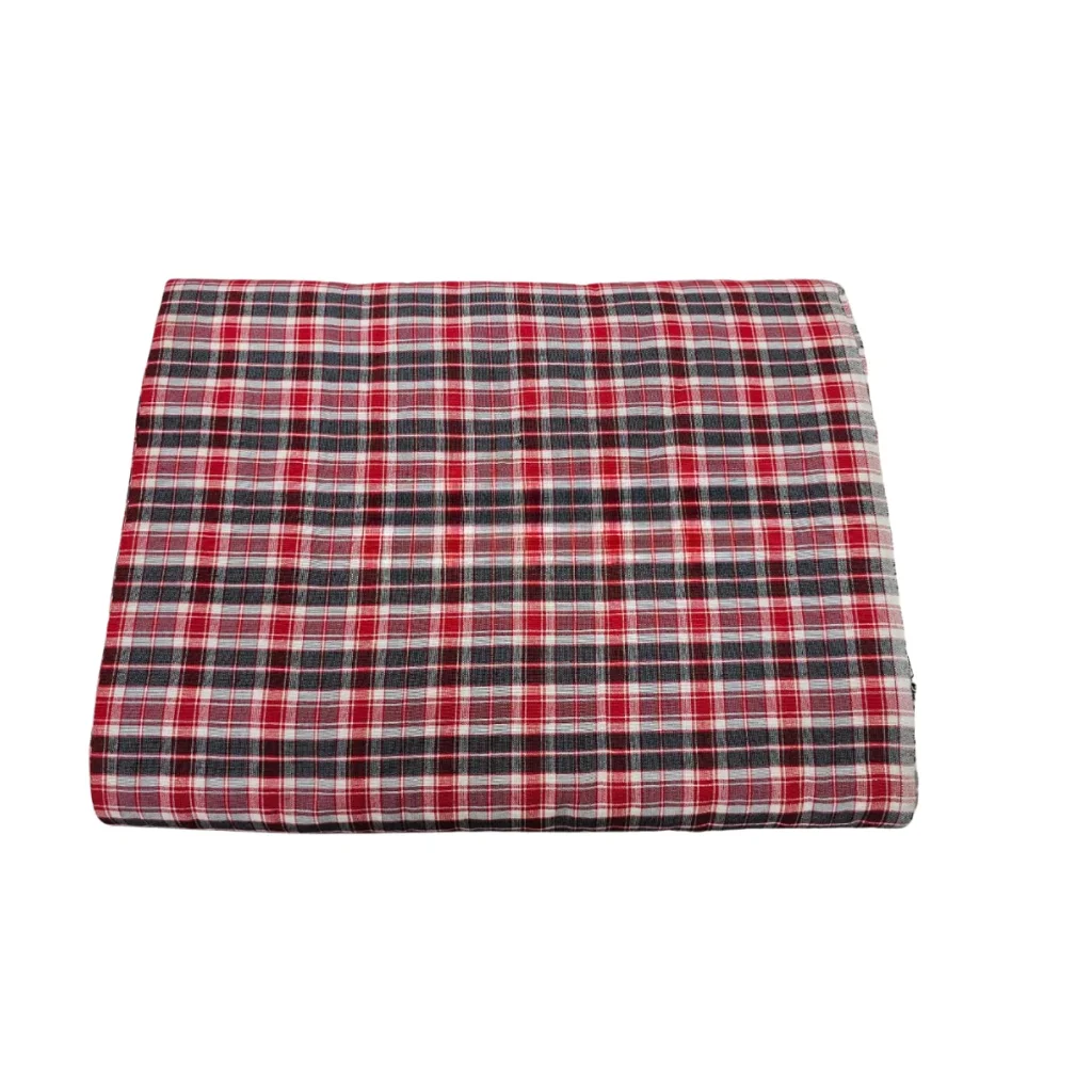 Grey & Red Punjabi Parna - Cotton Dabbi Parna