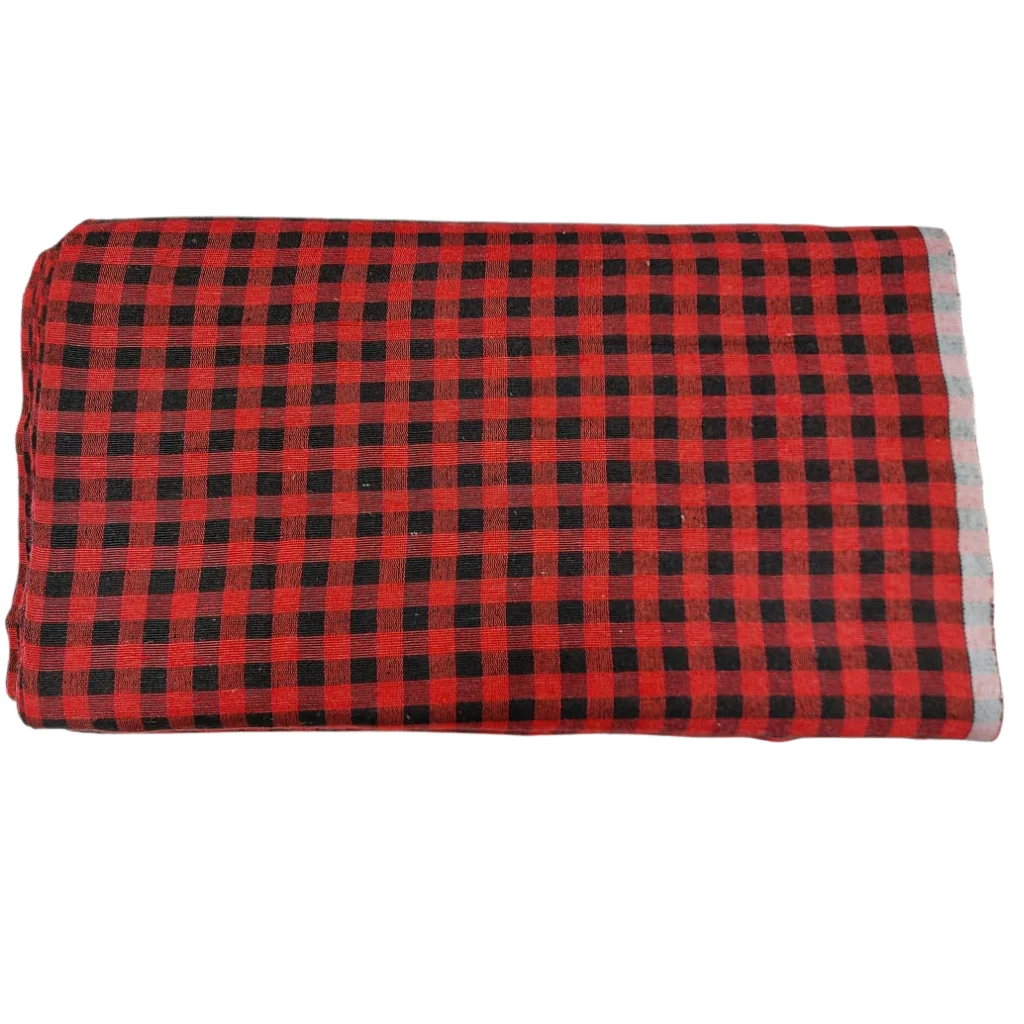Imperial Red Check Punjabi Parna - Cotton Dabbi Parna