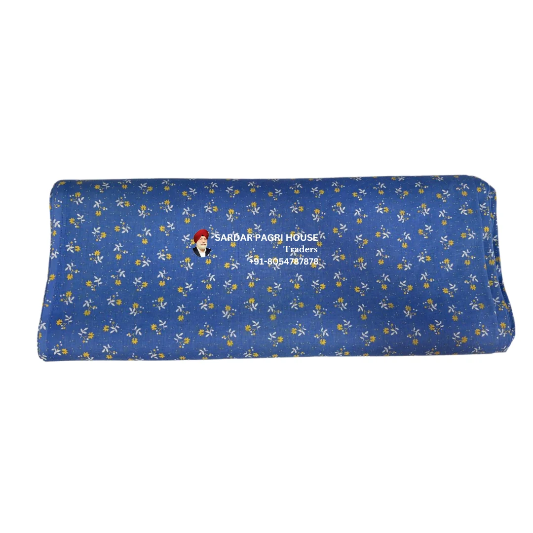Medium Sapphire Blue Printed Sikh Turban