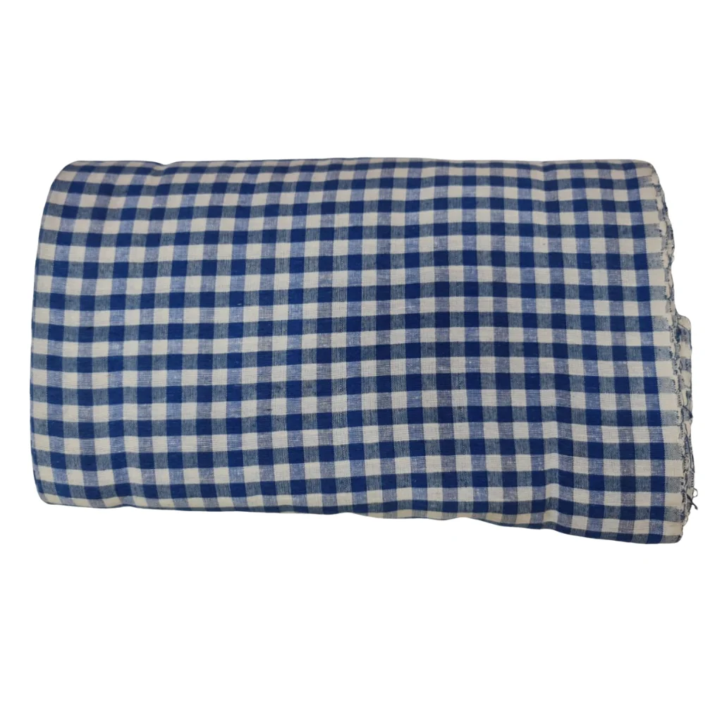 Navy Blue Check Punjabi Parna - Cotton Dabbi Parna