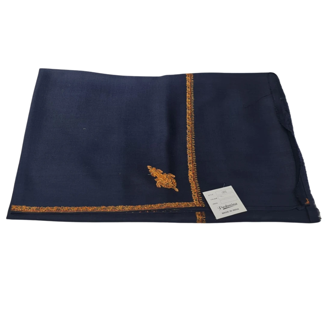 Navy Blue Pure Wool Lohi/Shawl for Men