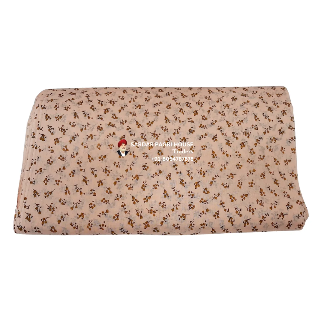 Peach Pink Printed Sikh Turban