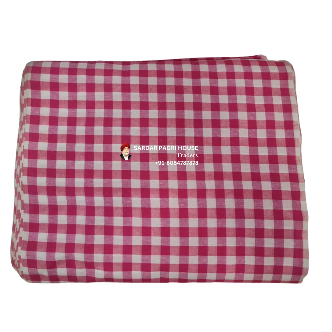 Pink & Red Check Punjabi Parna