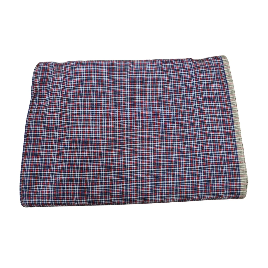 Red & Blue Small Check Punjabi Parna - Cotton Dabbi Parna