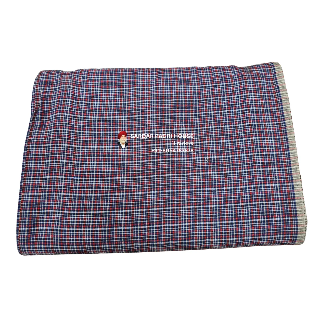 Red & Blue Small Check Punjabi Parna