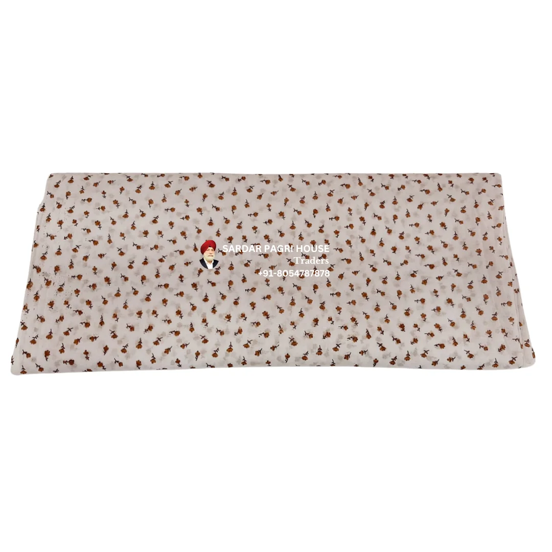 Seashell White Printed Sikh Turban