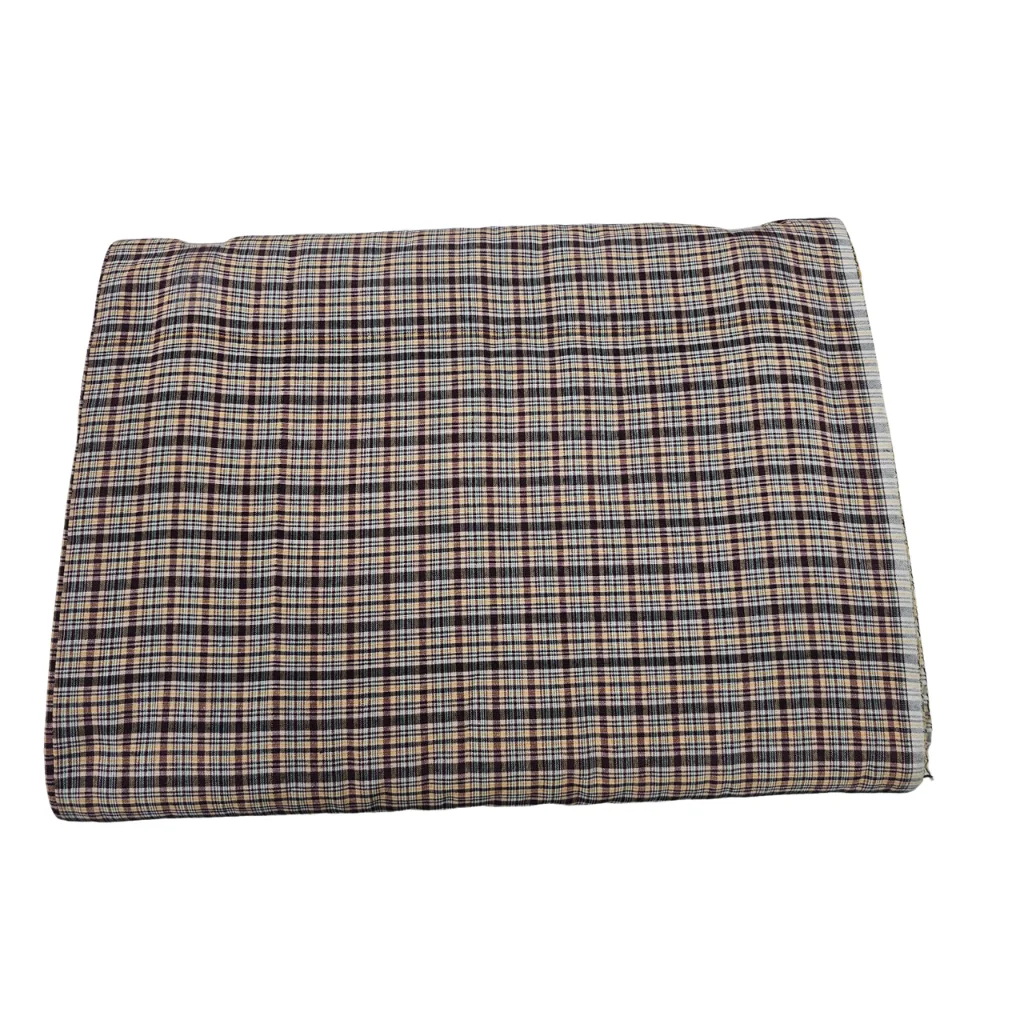 Taupe Small Check Punjabi Parna - Cotton Dabbi Parna