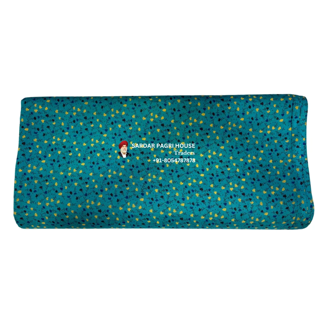 Teal Blue Printed Sikh Turban
