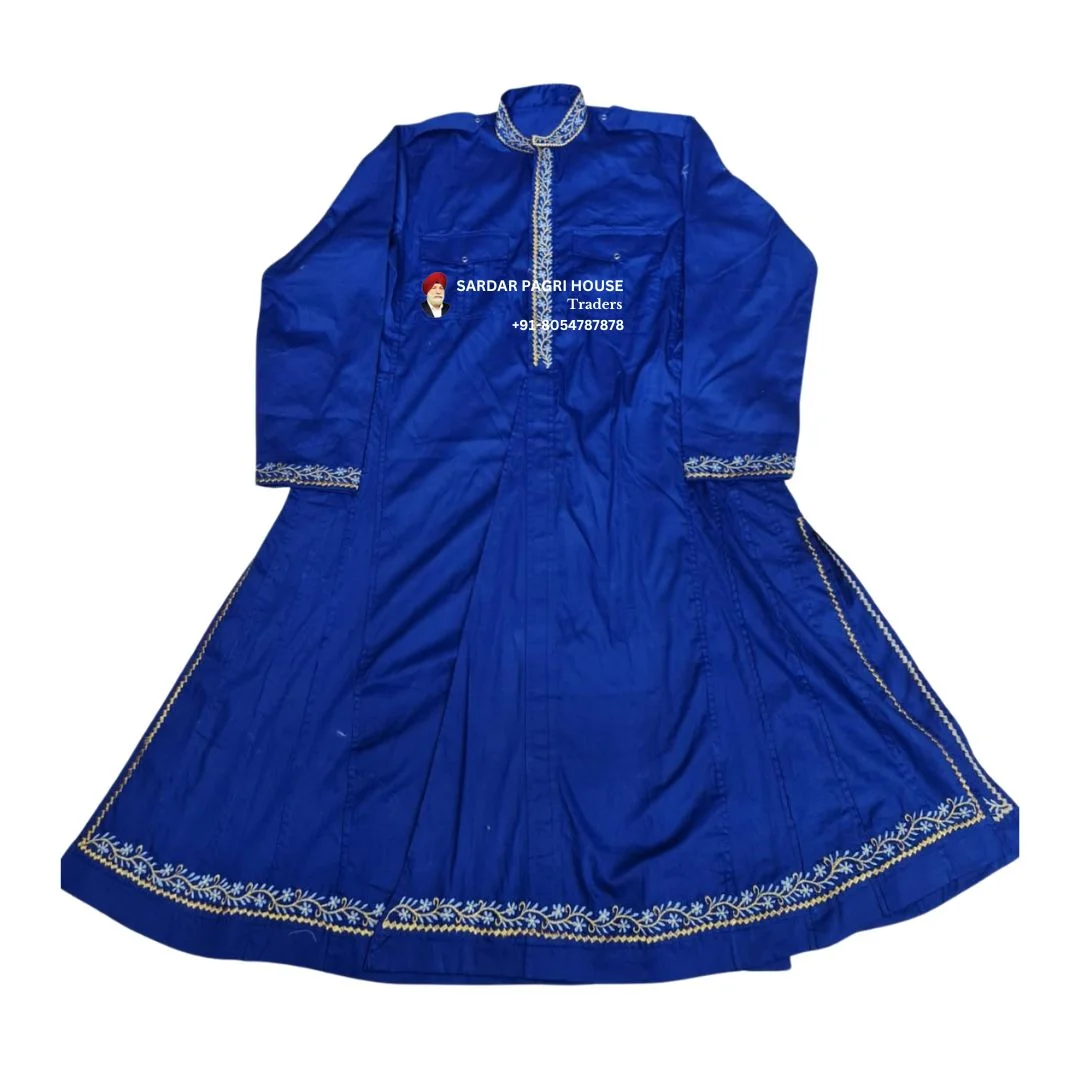 Akali Blue Embroidered Nihang Chola in Poly Cotton