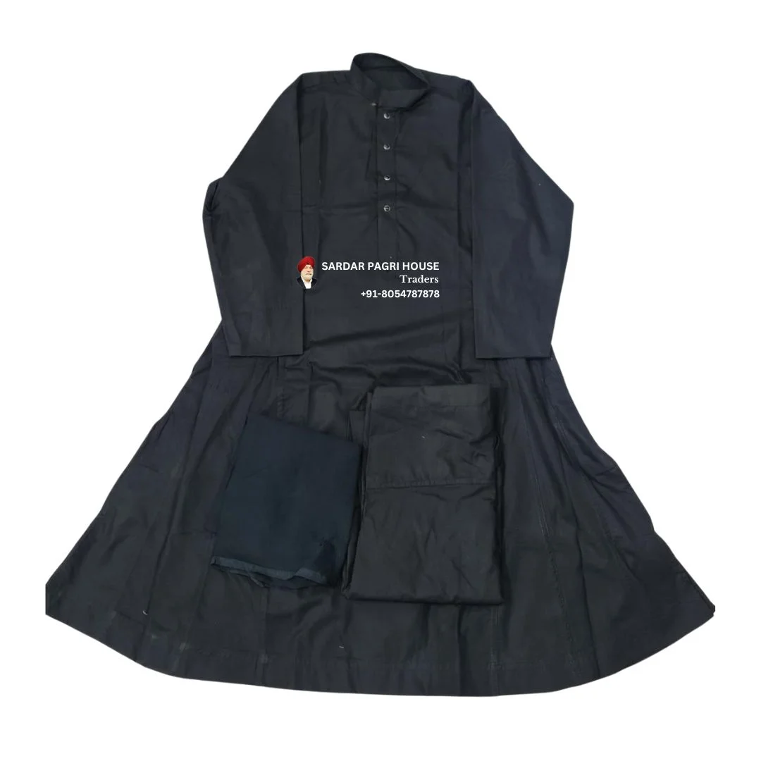 Black Plain Nihang Chola in Poly Cotton