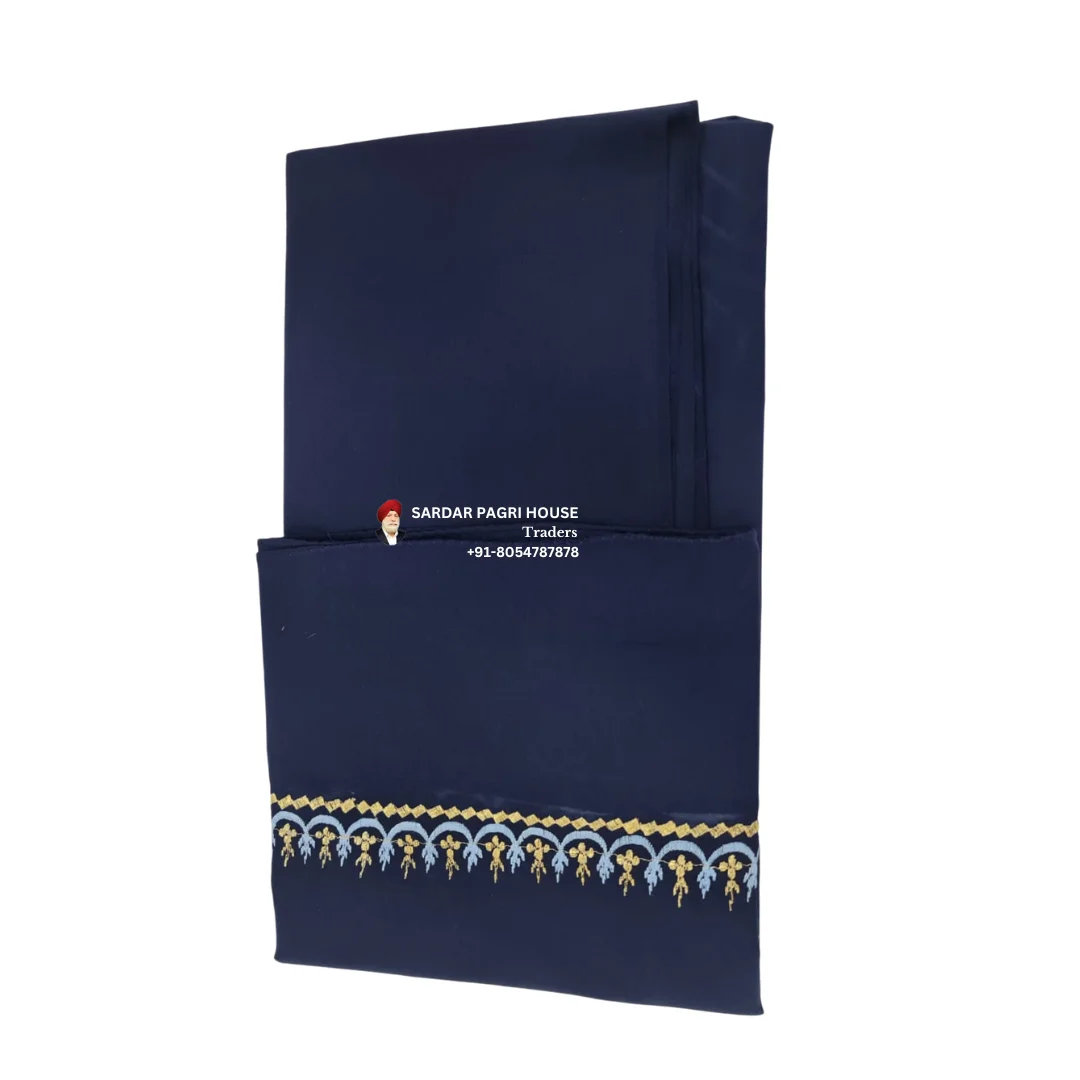 Dark Blue Hazooria With Double Thread Embroidery