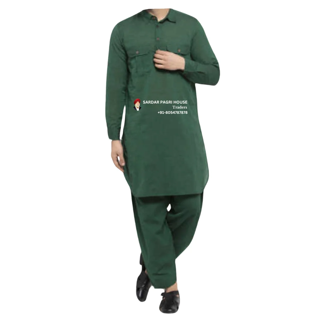 Dark Green Pathani Kurta Pajama For Men