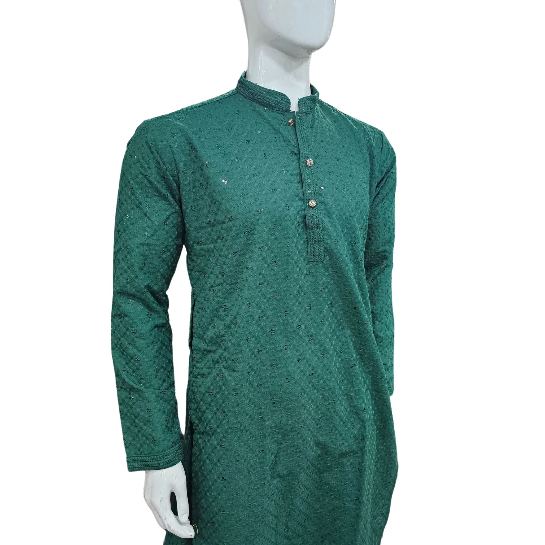 Green Kurta Pajama With Sequin Work
