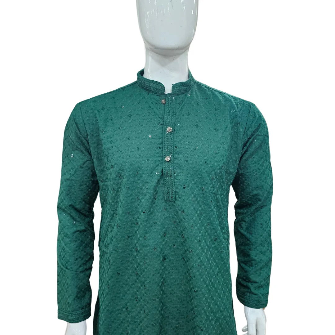 Green Kurta Pajama With Sequin Work