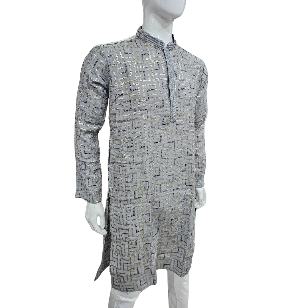 Grey Kurta Pajama With Sequin Work