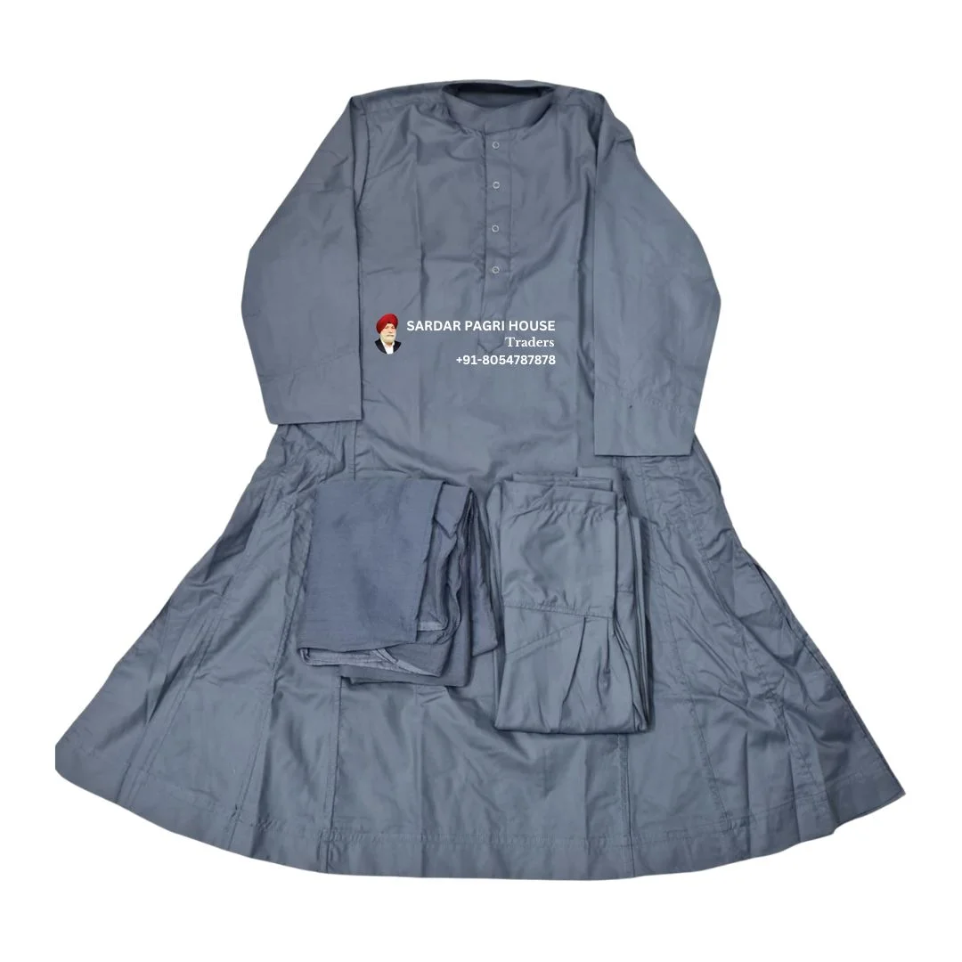 Grey Plain Nihang Chola in Poly Cotton