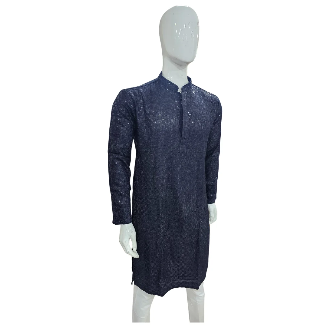 indigo-blue-kurta-pajama-with-sequin-work-
