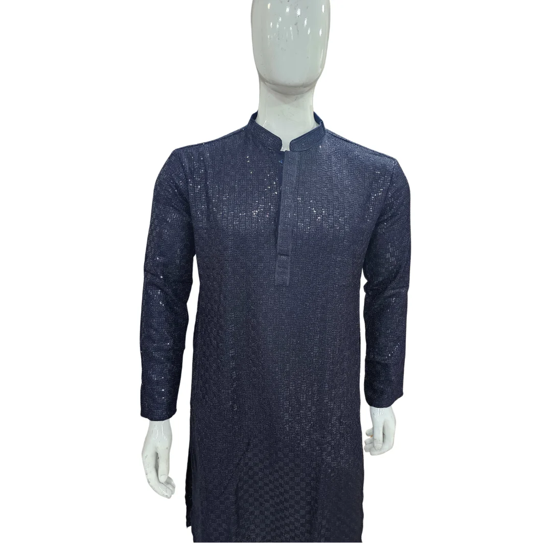 indigo-blue-kurta-pajama-with-sequin-work-