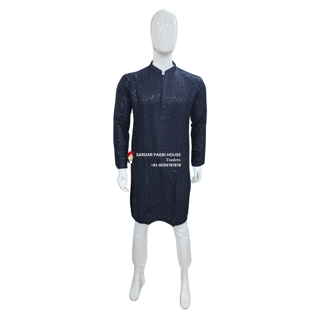 indigo-blue-kurta-pajama-with-sequin-work