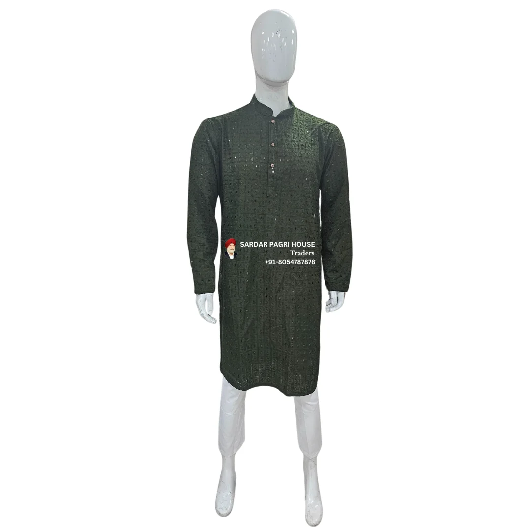 Juniper Green Kurta Pajama With Sequin Work