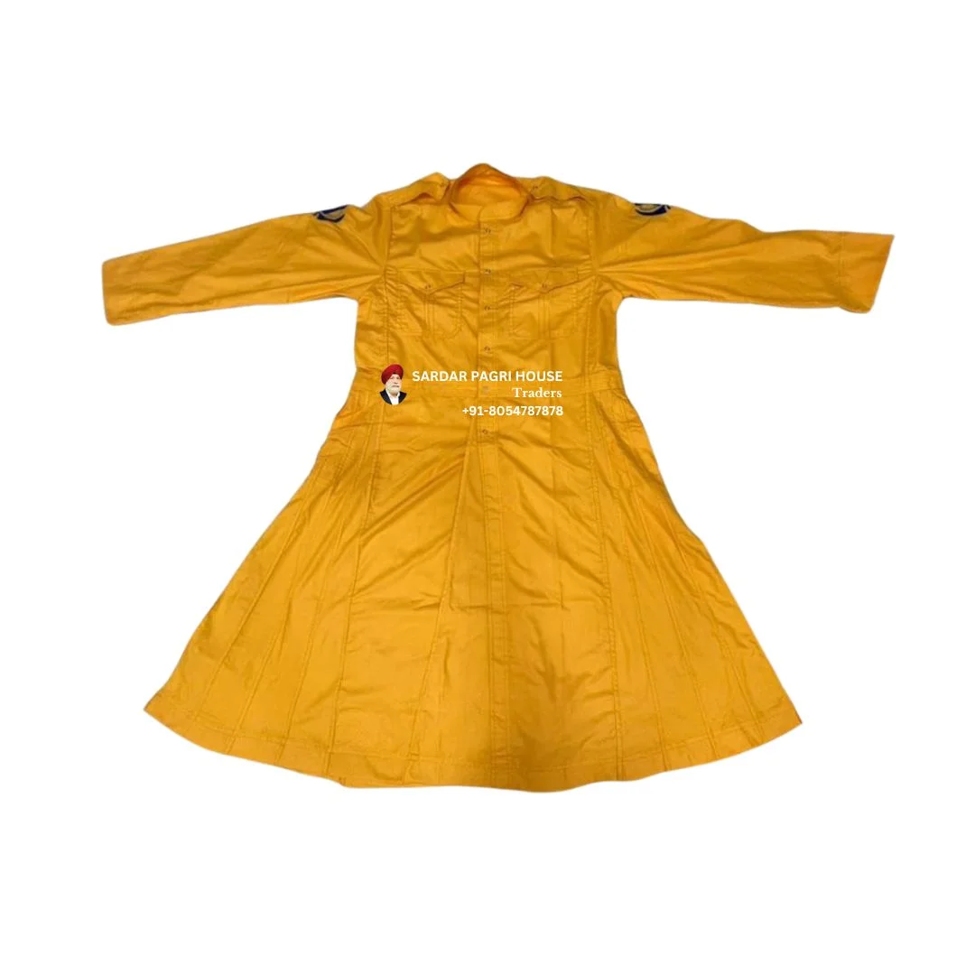 Kesri Yellow Plain Nihang Chola in Poly Cotton
