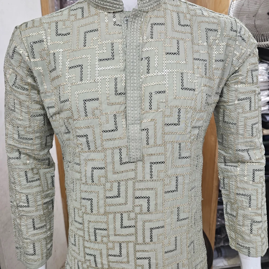 light-green-kurta-pajama-with-sequin-work