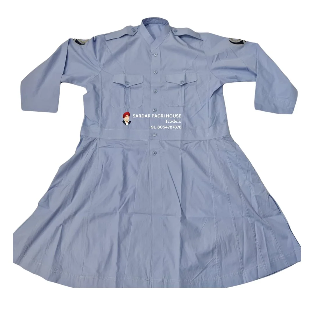 Medium Blue Plain Nihang Chola in Poly Cotton