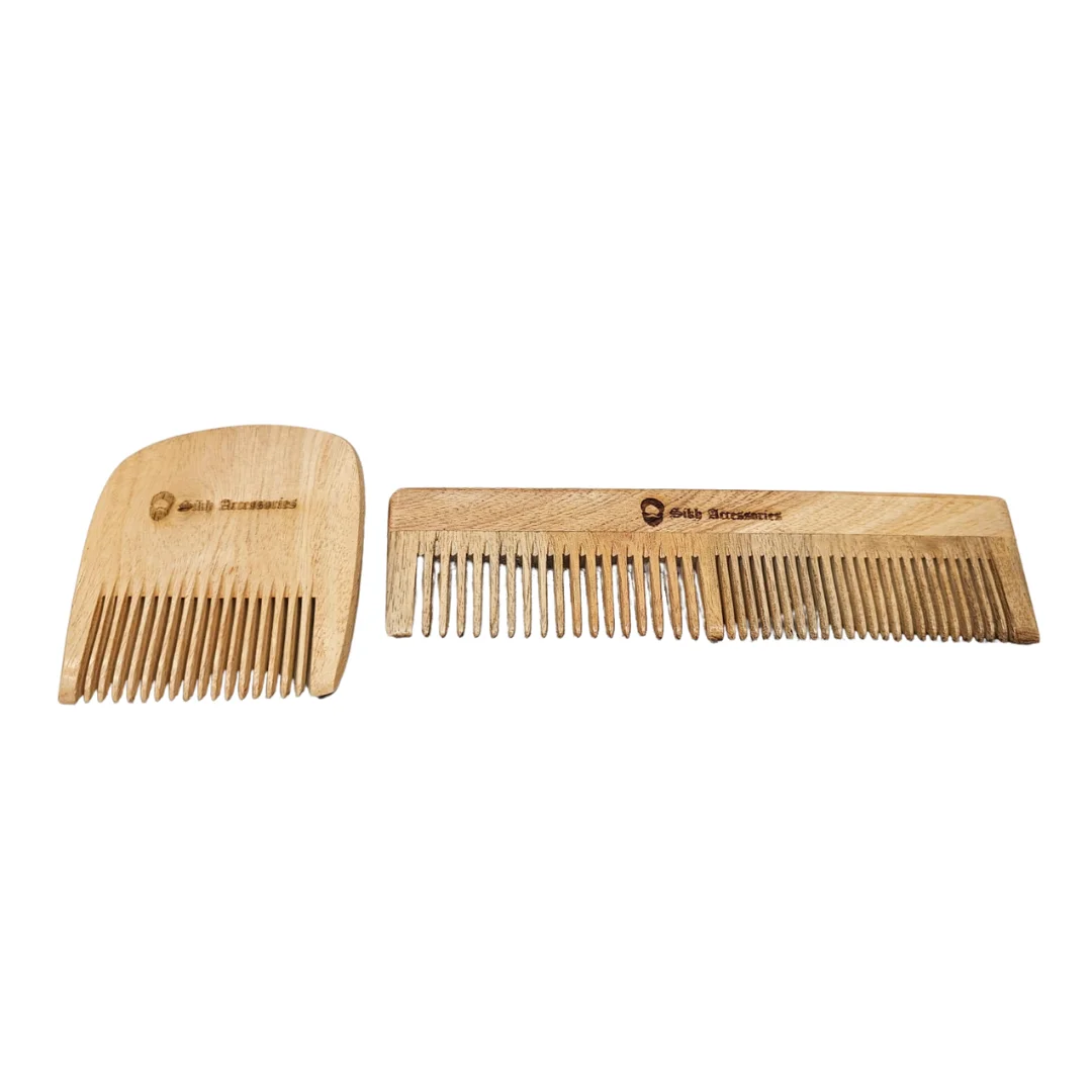 Neem Wood Comb + Neem Wood Kanga (Pack of 2)