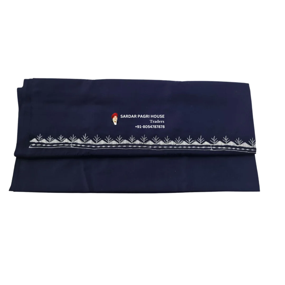 Oxford Blue Hazooria With Single Thread Embroidery