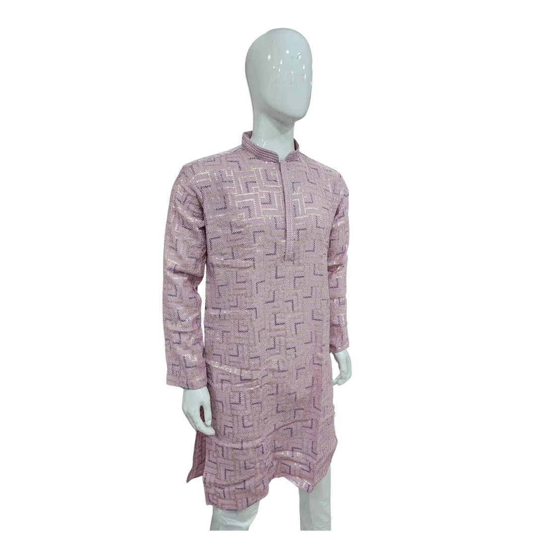 Pink Kurta Pajama With Sequin Work