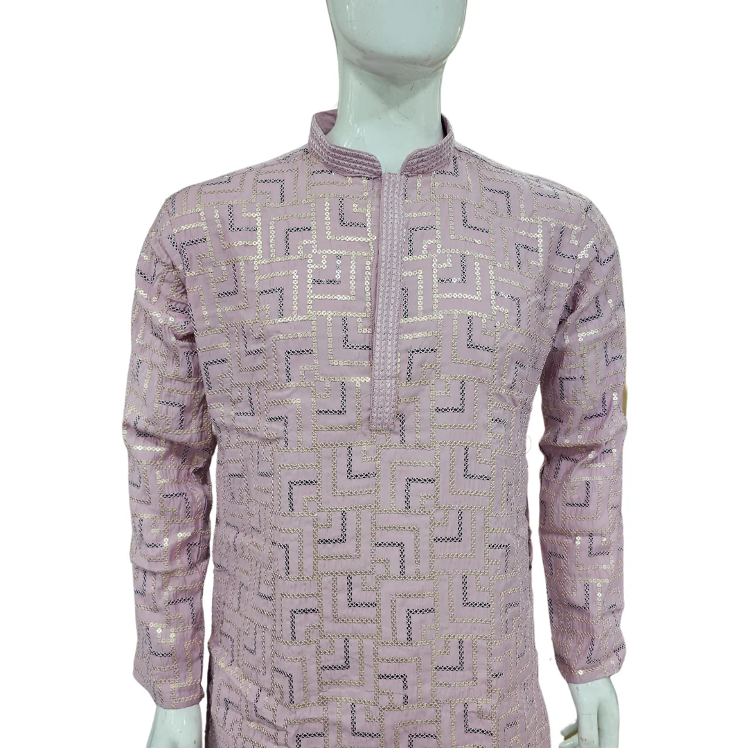 Pink Kurta Pajama With Sequin Work