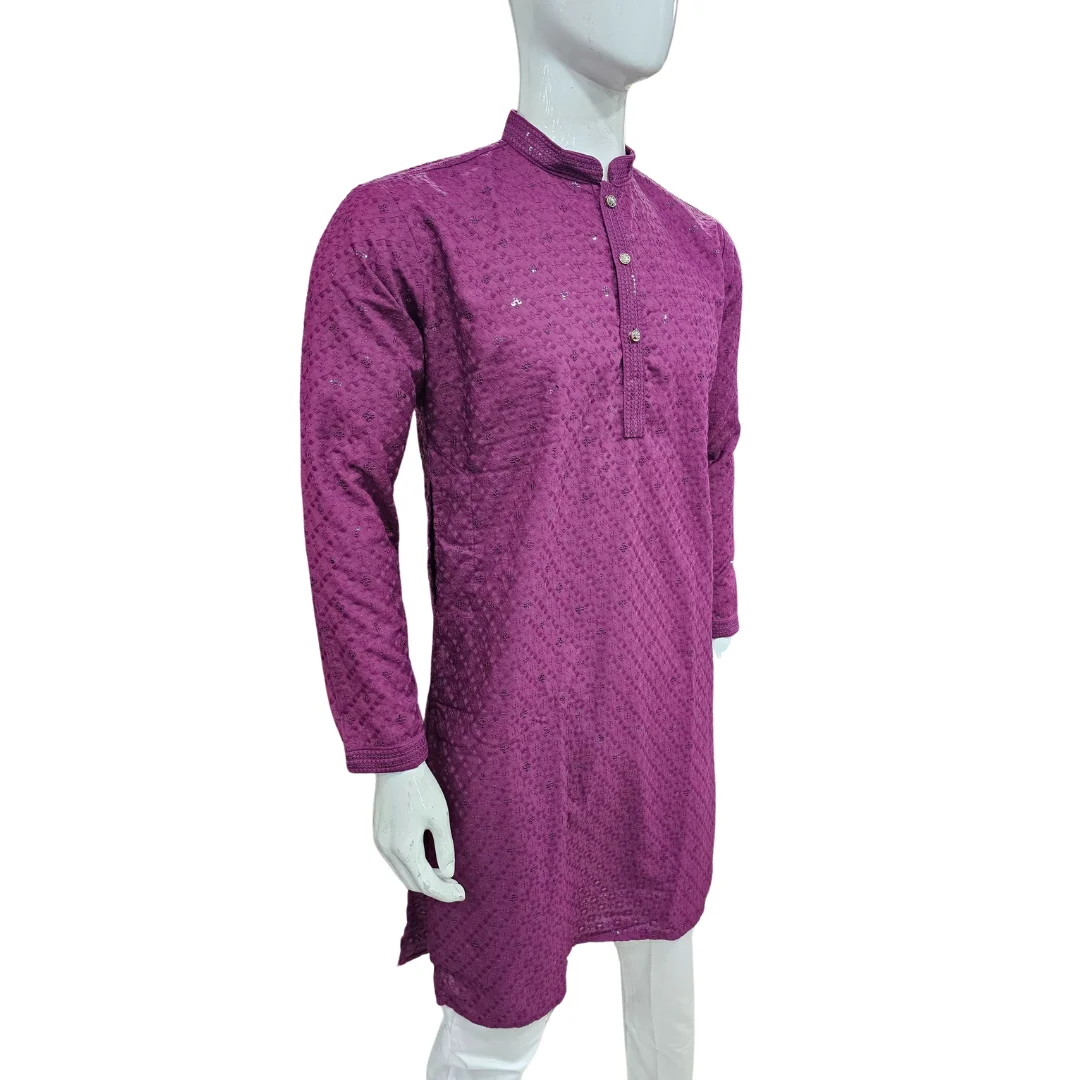 Purple Kurta Pajama With Sequin Work