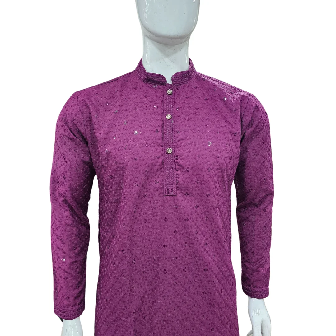 Purple Kurta Pajama With Sequin Work