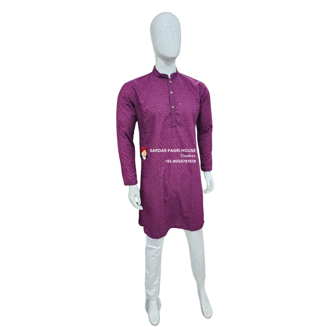 Purple Kurta Pajama With Sequin Work