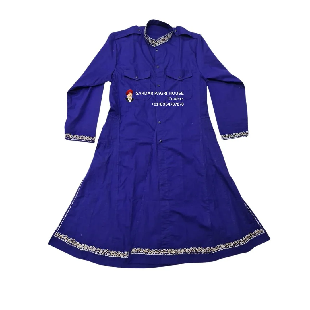 Royal Blue Embroidered Nihang Chola in Poly Cotton