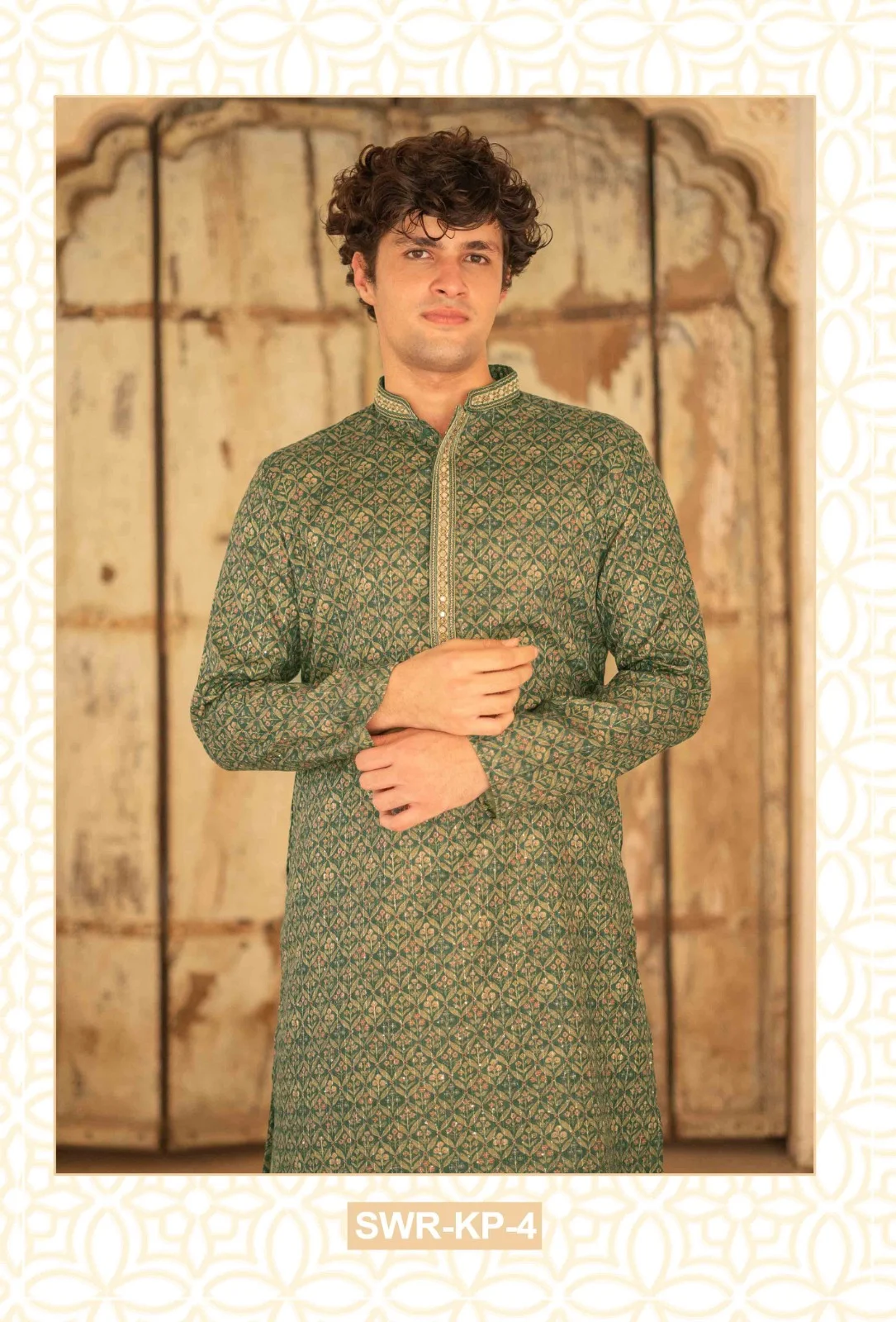 Silk India Amazon Green Printed Kurta Pajama for Men