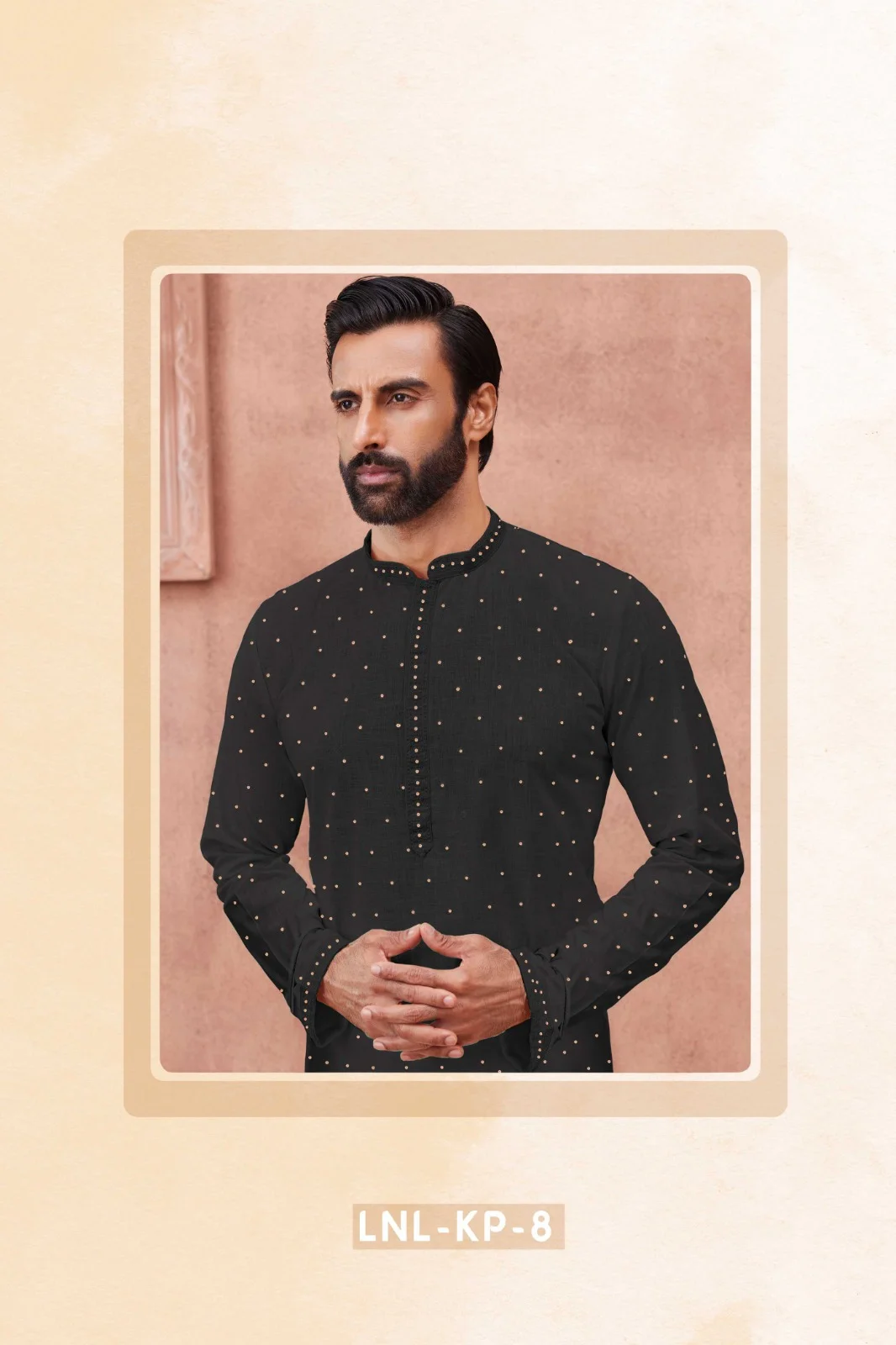 Silk India Black Printed Kurta Pajama for Men