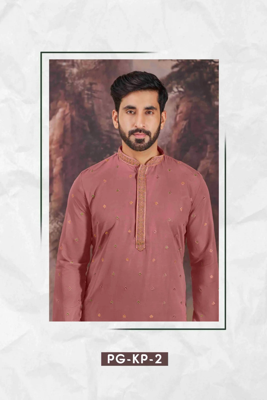 Silk India Candy Pink Printed Kurta Pajama for Men